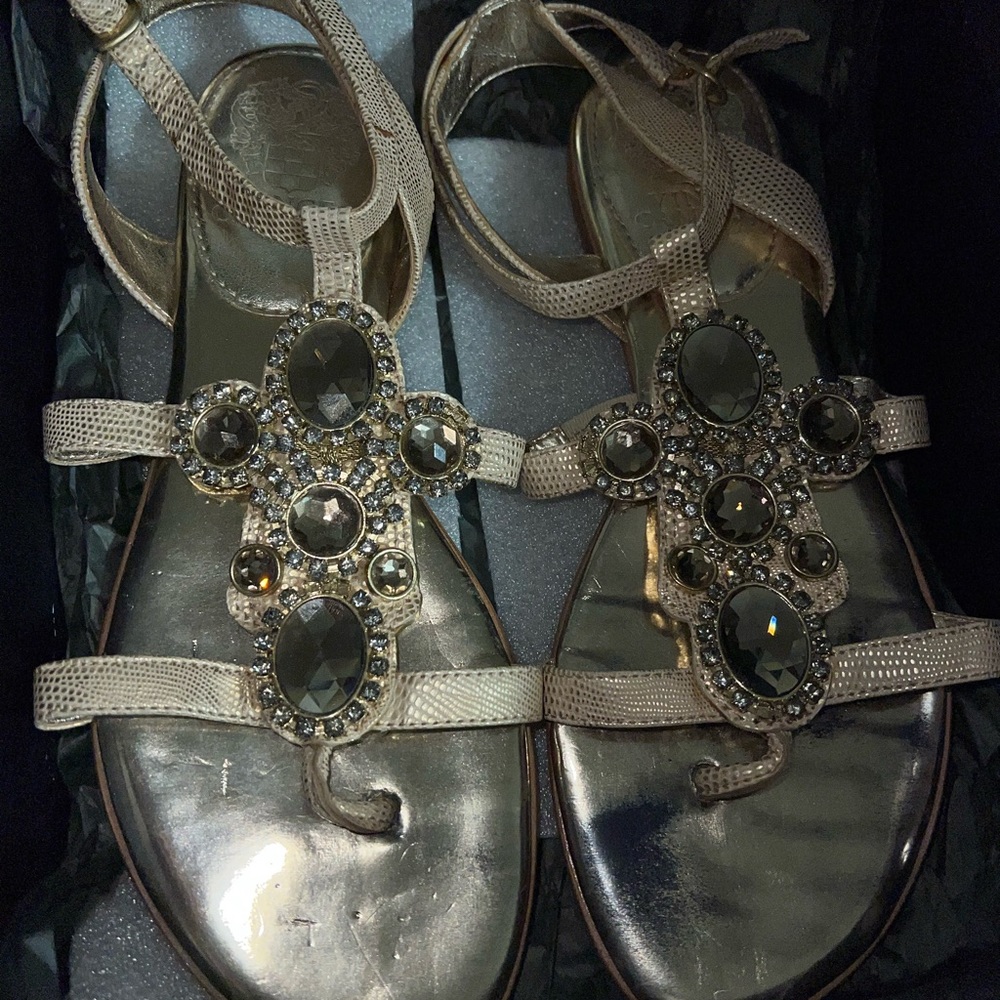 Vince Camuto Gold Rhinestone Sandals Size 7